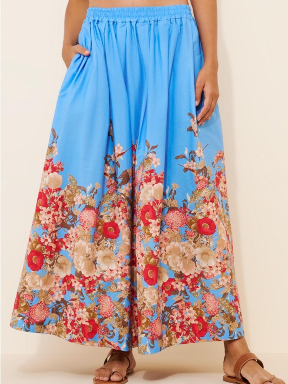Maeve x Anthropologie Blue Floral Circle Skirt